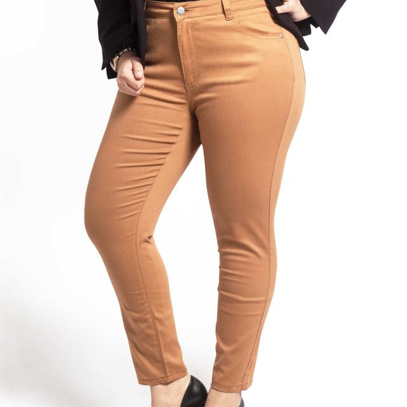 OLGYN Pants - OLGYN Women’s Stretch Ankle Plus Size Camel Pant